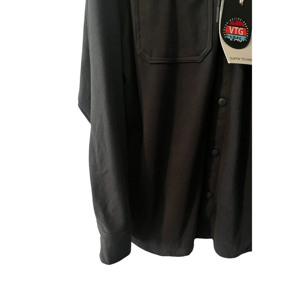 (SOLD)VTG 1946 Brand Shacket Mens Large Shirt Jacket Charcoal Gray Full Button - Picture 4 of 11